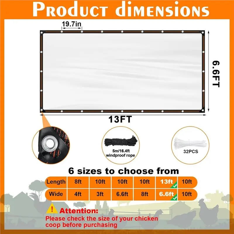 A93Z قماش الأقمشة الشفافة شديدة التحمل مقاومة للماء وعازلة لحظيرة الدجاج #6