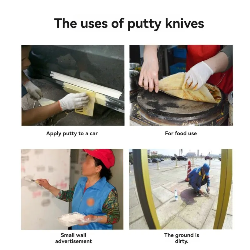 مجموعة أدوات الحوائط الجافة A84E-10Pcs: سكين المعجون من الفولاذ المقاوم للصدأ، وسكين التسجيل، ومكشطة الرسام لإصلاح الجدار