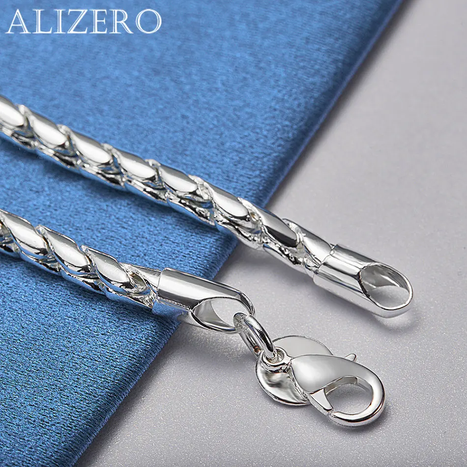ALIZERO 925 Sterling Silver Bracelet 4mm Rope Chain Bracelets For Women Man Fashion Jewelry For Birthday Party and Daily Wear