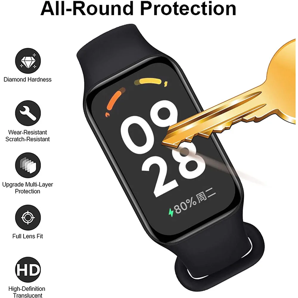 BEHUA-Película Protetora para Redmi Band 2, Protetor de Tela, Capa Ultra-fina Flexível 3D, AcEdge Ativo, Xiaomi 8 Band8