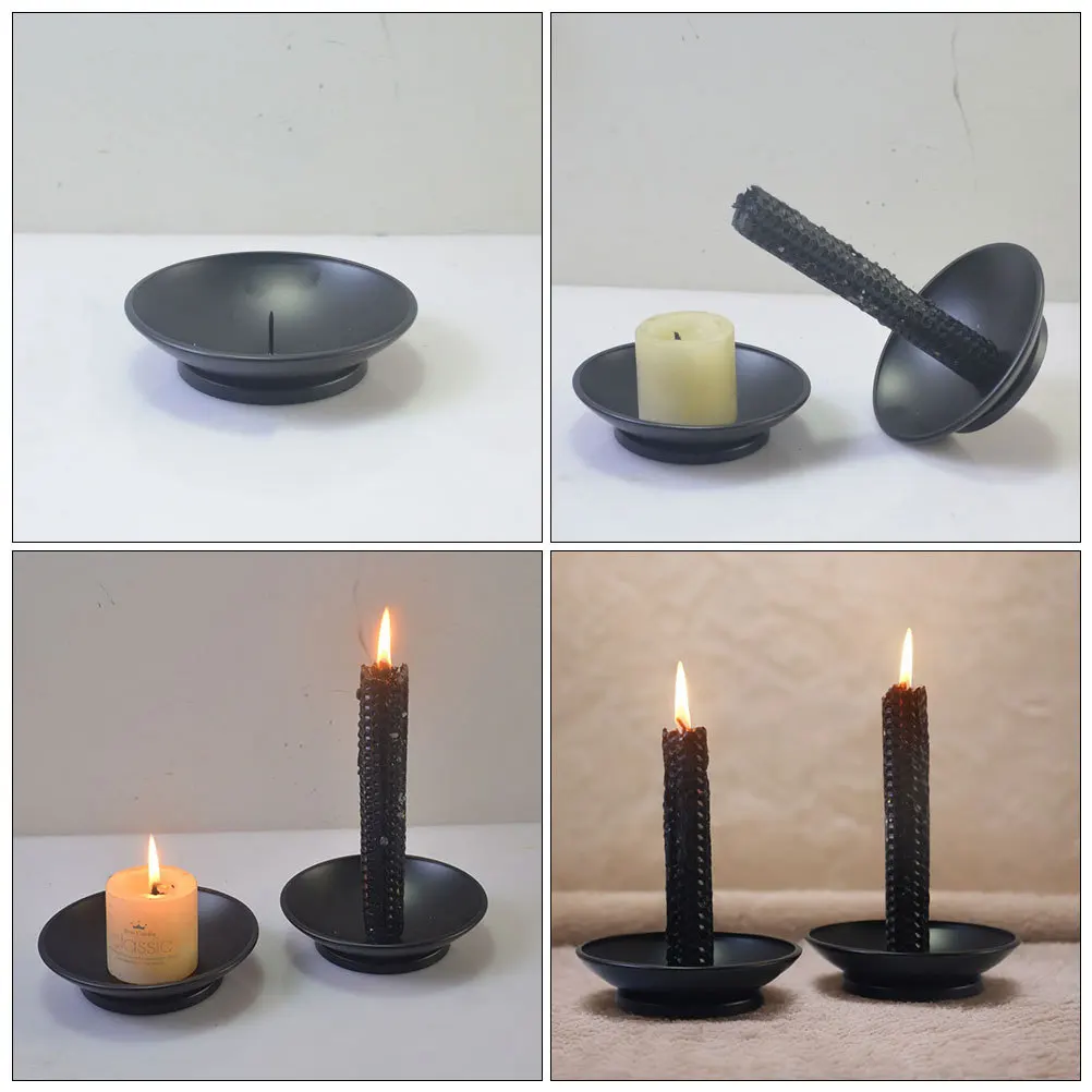 

2pcs Metal Holders Vintage Iron Taper Candlestick Holders For Ceremonial Decor Halloween Pillar Stands Secure Base