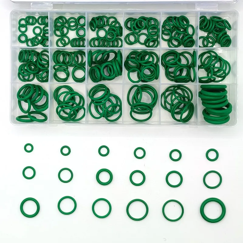 270Pcs 18 Sizes Air Conditioning HNBR O Rings Car Auto Repair Tools Rubber Air Conditioning Refrigerant Ring Sets Car Tools