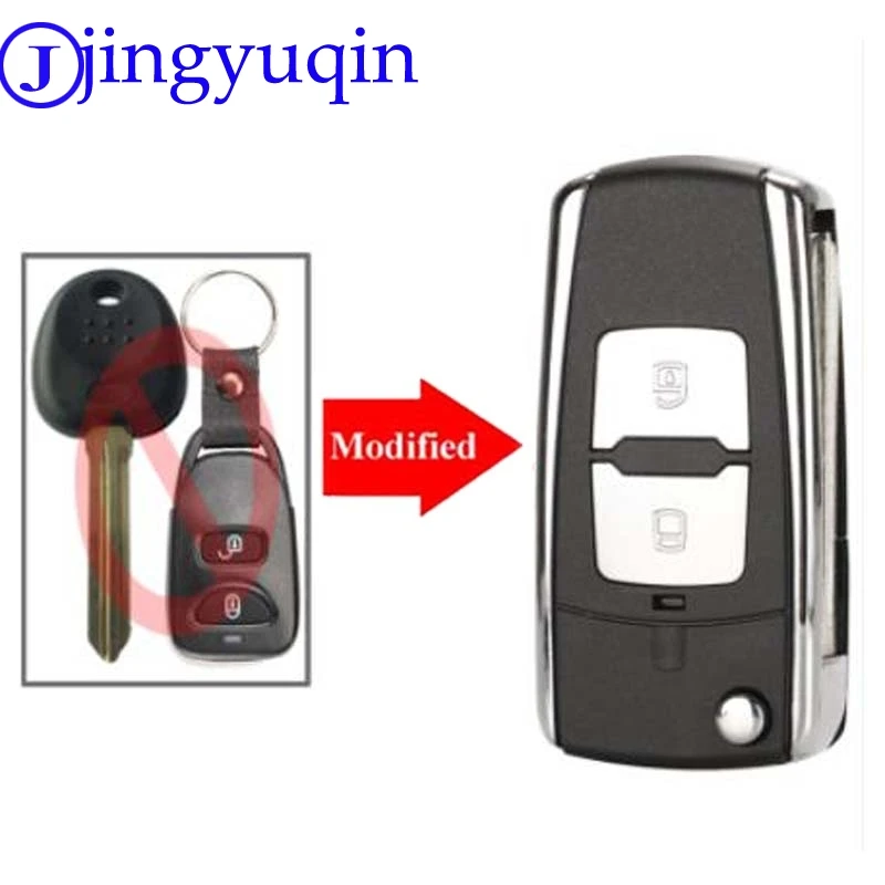 jingyuqin Modified 2b Car Key Case Cover Fob For Hyundai Elantra Folding Flid Blank Shell