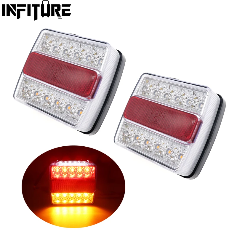 2Pcs 12V Rear LED Submersible Trailer Tail Lights Kit 16LED Boat Marker Truck Waterproof Universal Lamps For Campers Taillights