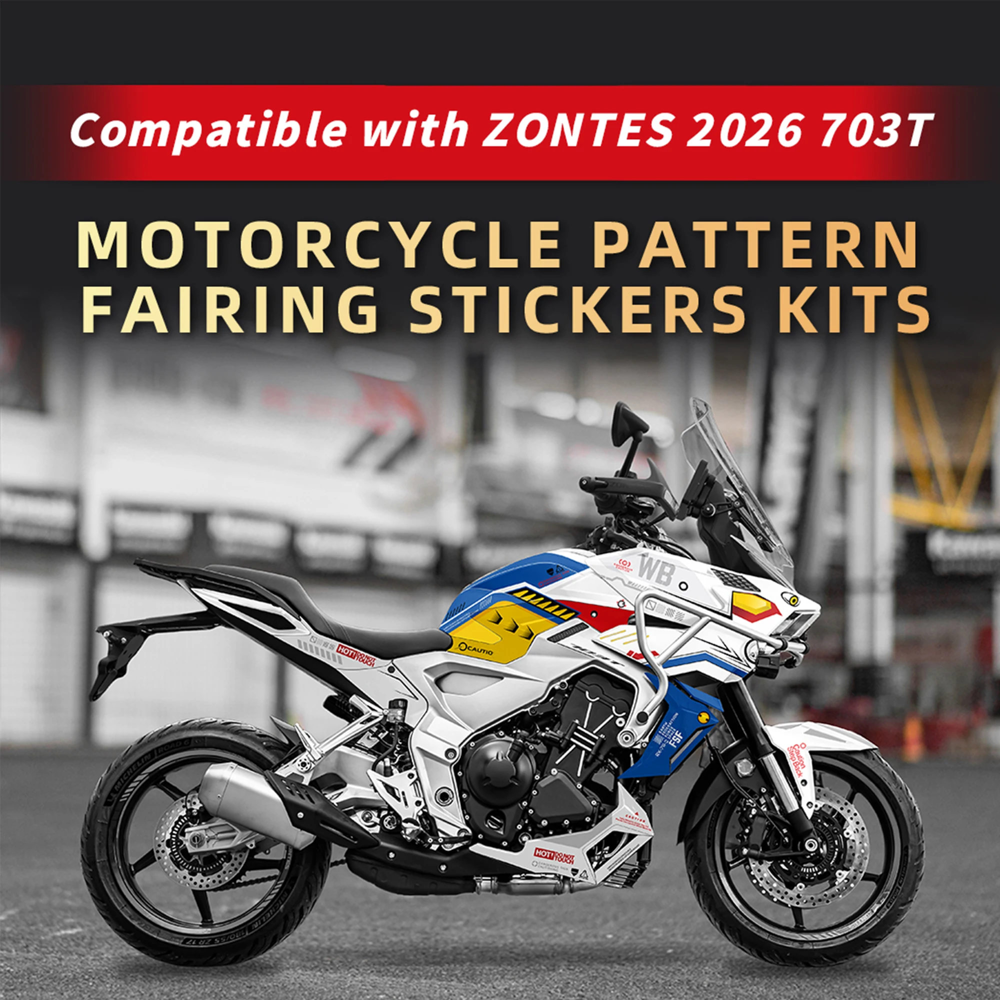 Full Motorcycle Decal Stickers Compatible With 2026 ZONTES 703T Full Body Fairing Wrap Waterproof Racing Graphics