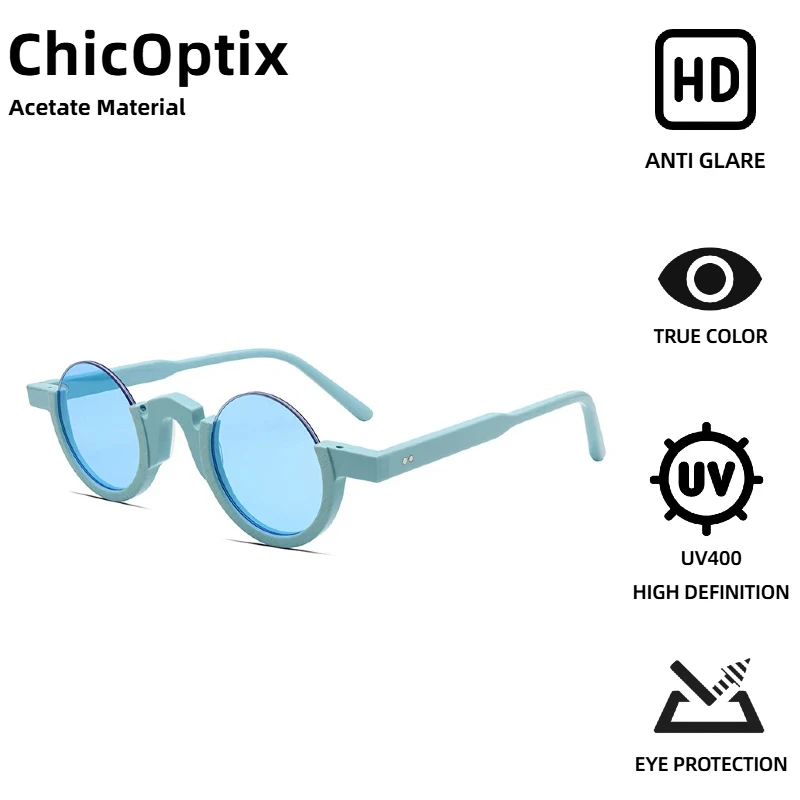 

ChicOptix модные красочные круглые солнцезащитные очки в полуоправе для мужчин и женщин ретро высококачественные ацетатные солнцезащитные очки с металлической петлей