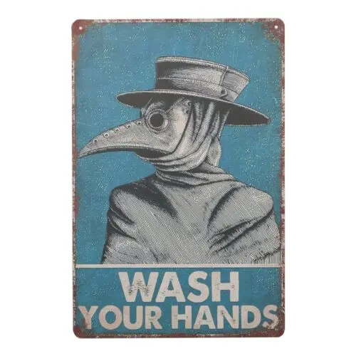 Tzhome Vintage tin Sign,Wash Your Hands Plague Doctor Wall Art Plague Doctor ...