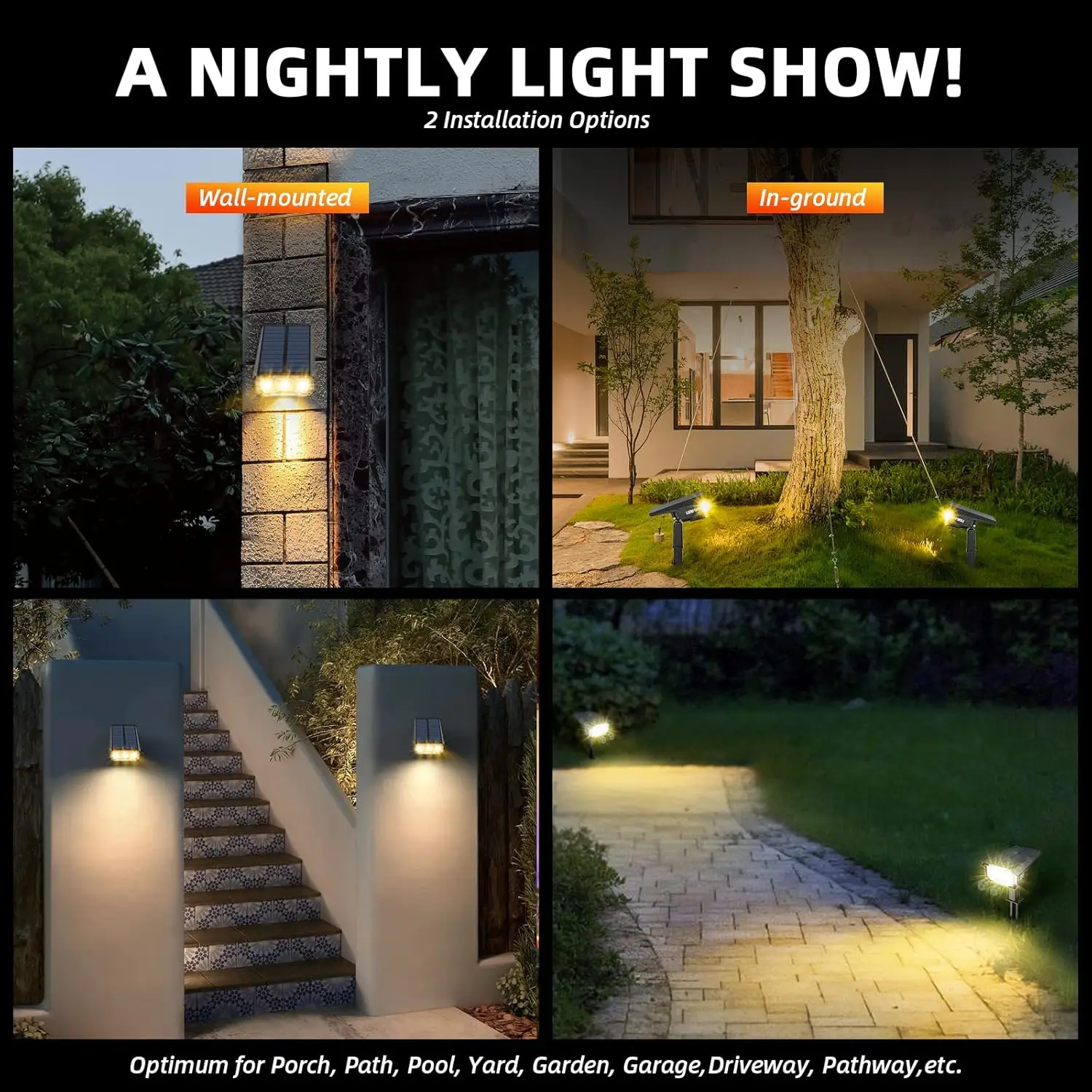 40 LED Solar Spot Lights Outdoor Waterproof Auto On/Off for Garden Yard Driveway Patio Pool
