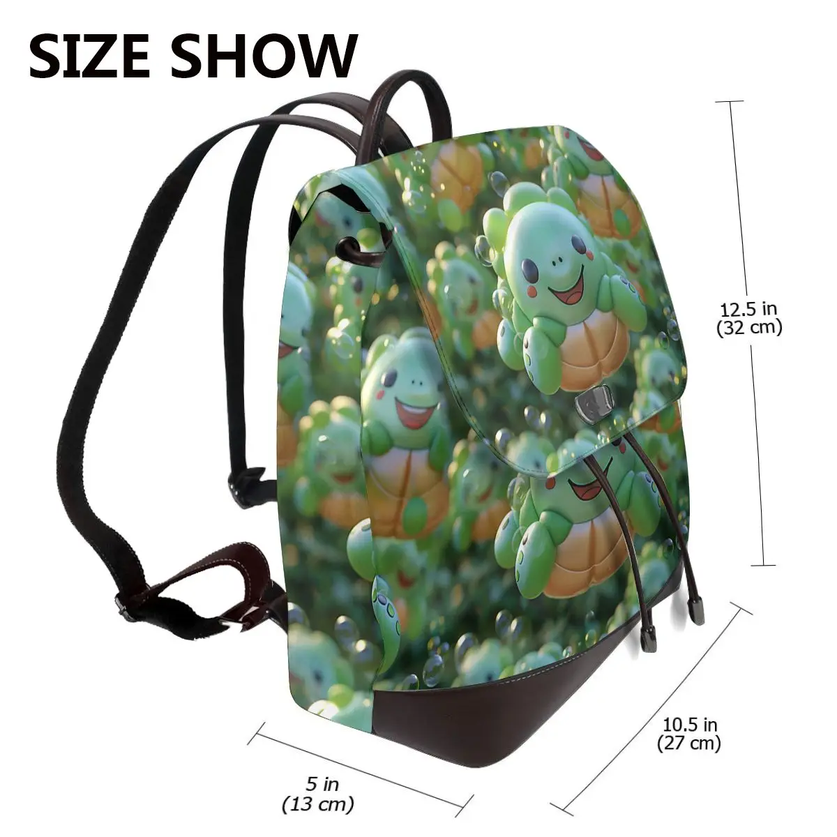 거북이 즐거운 거품 3D 패턴 새로운 핫 여성 배낭 디자이너 고품질 가죽 간단한 패션 대용량 배낭