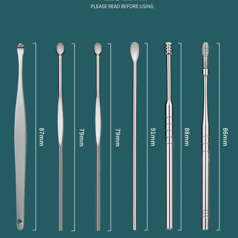 6/8 قطعة الفولاذ المقاوم للصدأ ياربيك الأذن نظافة ملعقة الأذن العناية تنظيف أداة إزالة شمع الأذن عدة الأذن اختيار مزيل Vax الصحة النظيفة