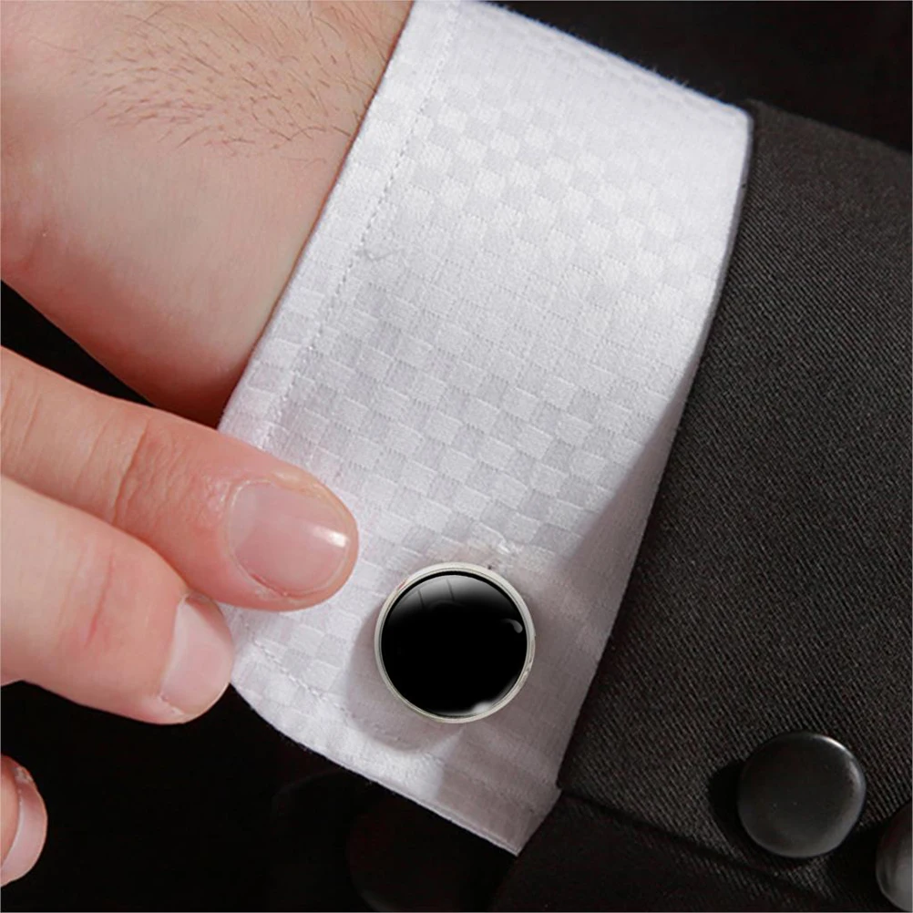 

Glass Cuff-Link Sleeve Button Round English Letter Sleeve Button All-Match Decorative Collar Sleeves Button for Man (H Letter Pa