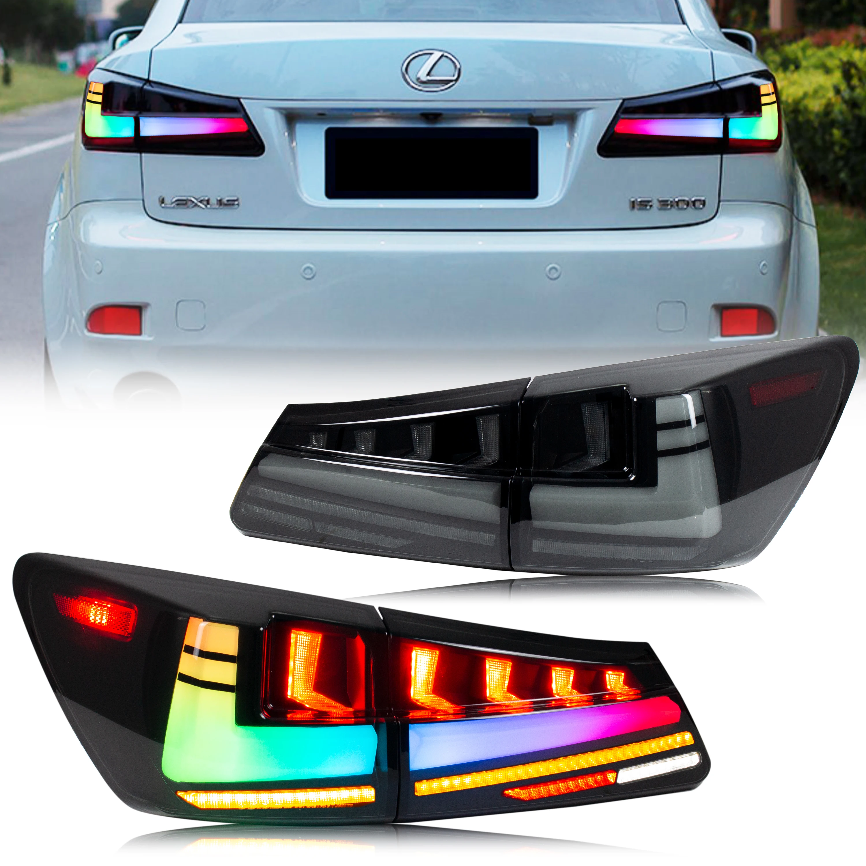 

LED RGB Tail Lights for Lexus IS250 IS350 ISF 2006-2013 APP Control Rear Lamps Assembly