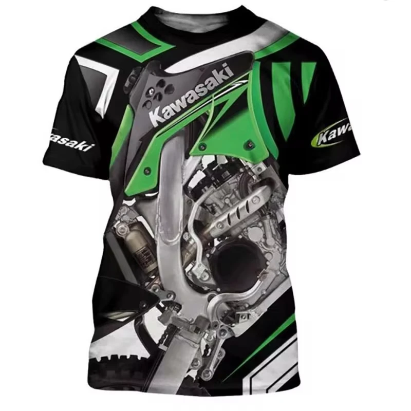 Kawasaki Motorcycle Racing Team Męska koszulka Letnia odzież damska z krótkim rękawem 2024 Nowa moda Sportowe koszulki dziecięce