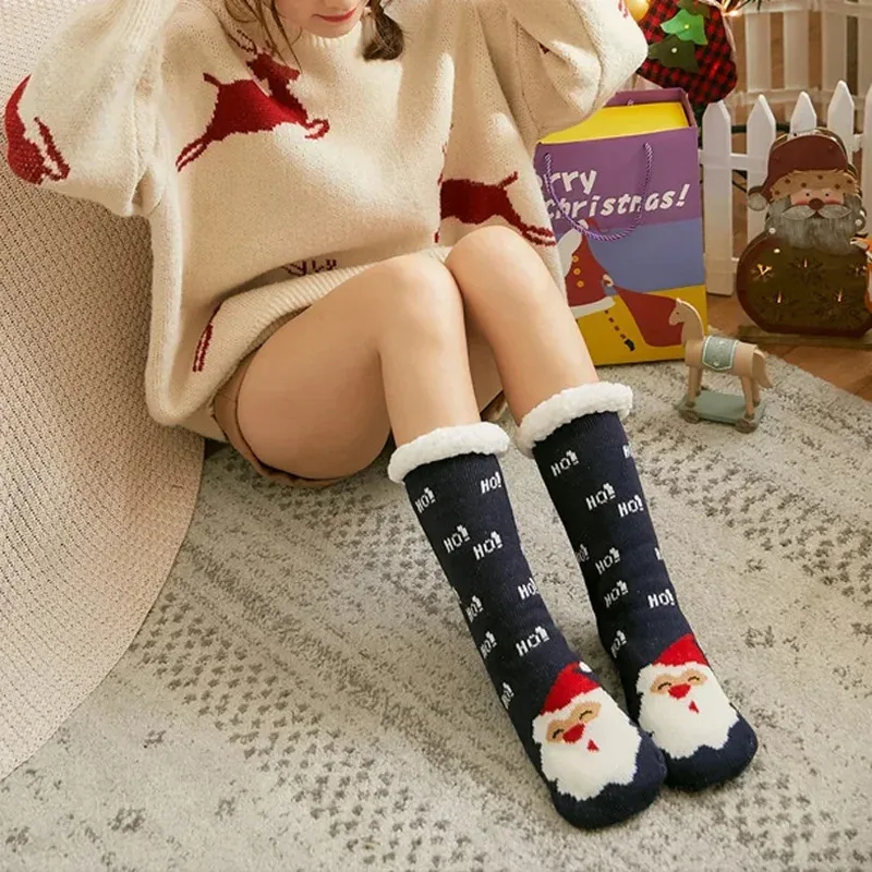 

Christmas Fuzzy Socks Womens Winter Thermal Warm Floor Sock Soft Female Home Indoor Gifts Non Slip Grip Slipper Sock Fluffy
