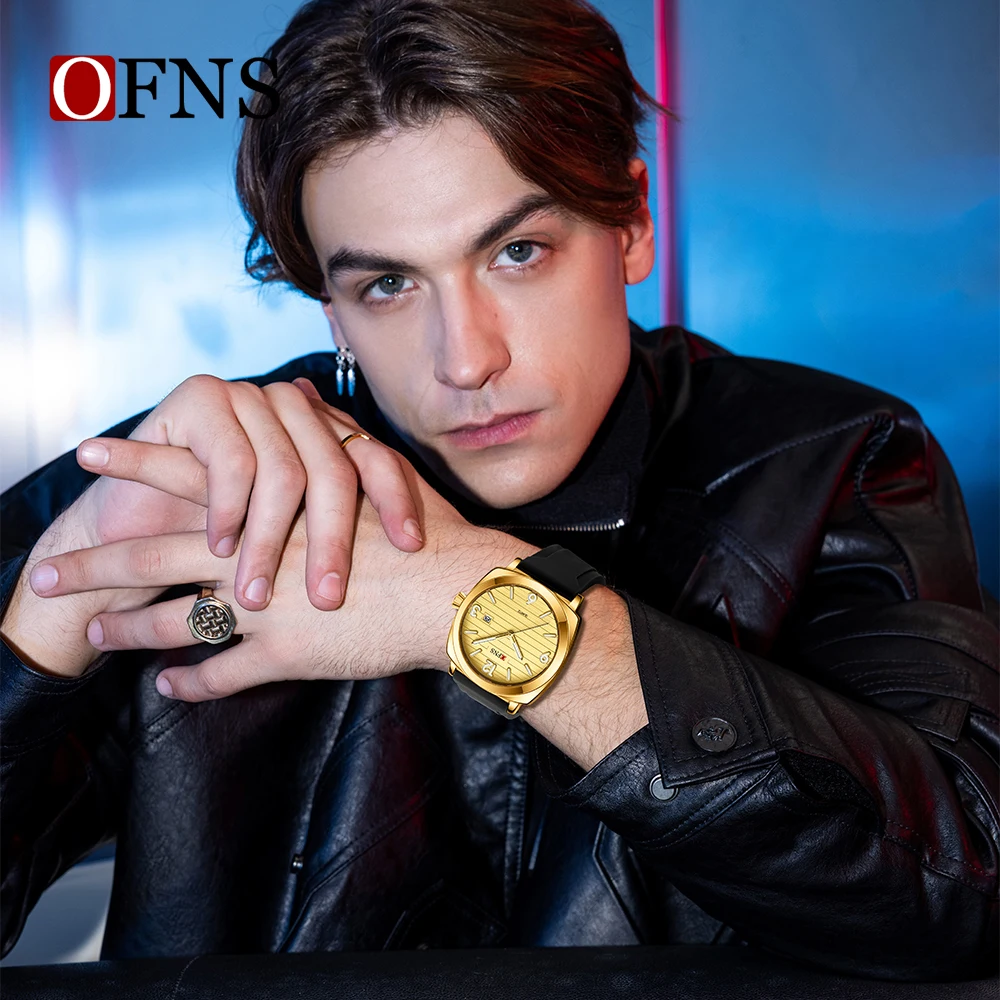 OFNS 신상 1618 패셔너블 슬림 남성 쿼츠 시계 방수 야광 싱글 캘린더 심플 캐주얼 남성 쿼츠 시계 2025