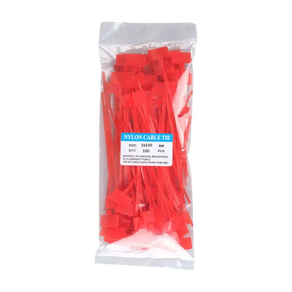 100 Stück Kunststoff-Schlaufenbinder, Marker, Kabeletiketten, selbstsichernde Kabelbinder, einfache Markierung, Nylon-Kabelbinder, Etiketten