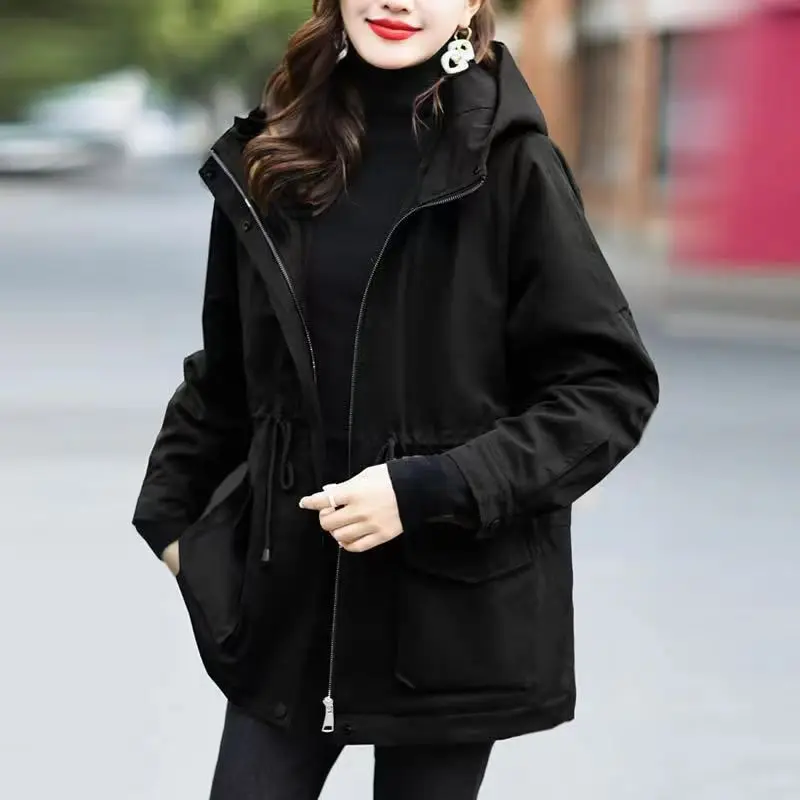 

Winter Female Add Velvet Parka Coat Korean Women Jacket Ladies Loose Thicken Hooded Outwear TT67