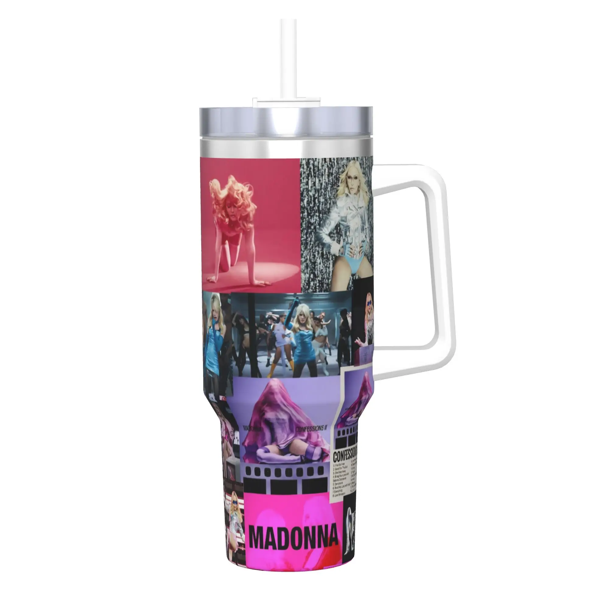M-Madonnas Confessions II Tumbler With Straw  Stainless Steel Tumblers Mug Double Wall Vacuum Insulated for Cold Or Hot 40oz