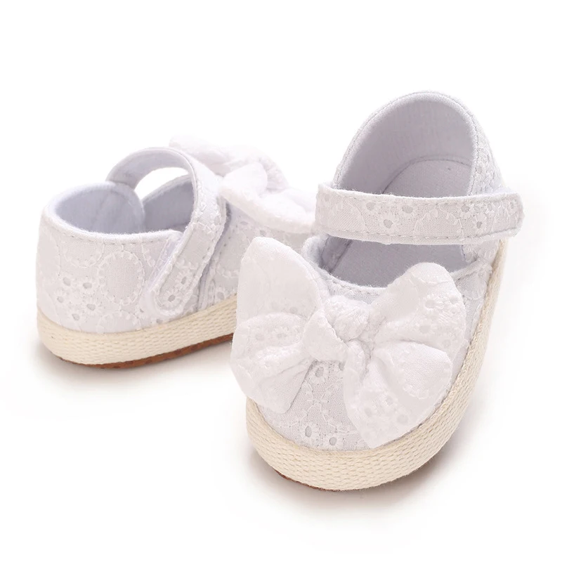 Baby Girl Princess Shoes Adorable Big Bow Texture Non-Slip First Walking Soft Sole Shoes