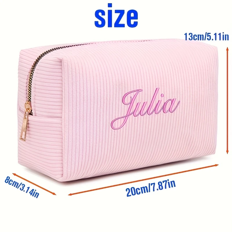 Custom Personalized Makeup Bag Embroidered Name Lightweight Portable Large Capacity Storage Bag Suitable