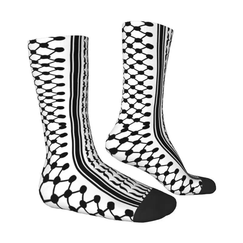 Cool Printing Palestinian Kufeya Socks for Women Men Stretch Summer Autumn Winter Palestine Keffiyeh Embroidery Crew Socks