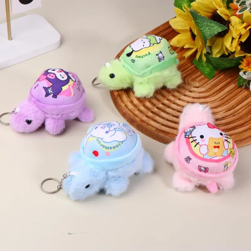 لطيف سانريو السلاحف ألعاب من نسيج مخملي المفاتيح الكرتون محشوة دمية كيرينغ حقيبة قلادة على ظهره معلقة الديكور هدايا عيد الميلاد