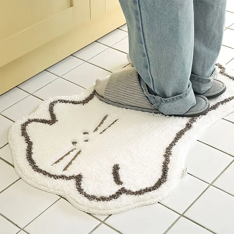 VIKAMA Cute Cat Carpet Soft Cool Bedroom Bedside Blanket Bedroom Window Blanket Bathroom Floor Mat Home Decoration