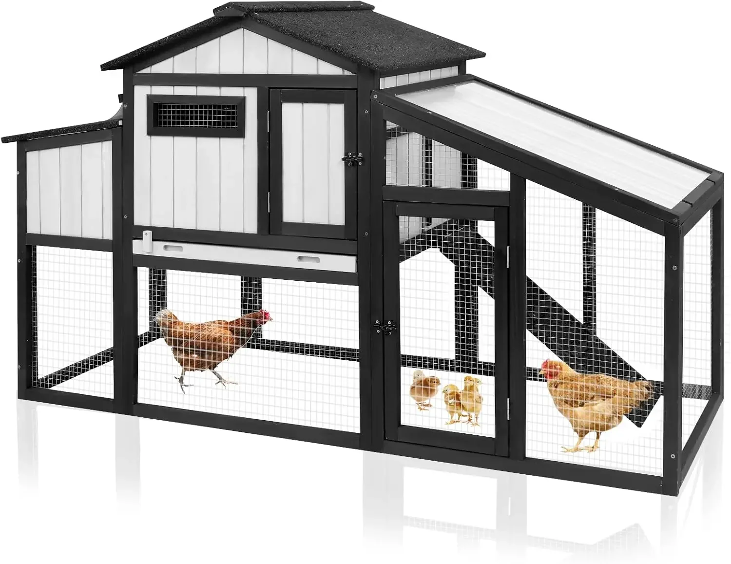 

653 Inch L Wooden Hen House Chicken Coop Run With Nesting Box Tray Perches For 12 Chickens Indoor Outdoor Backyard Use Combinabl