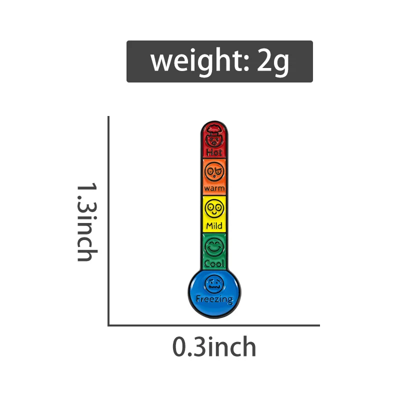 Rainbow Emotion Thermometer Brooch Enamel Pins Mood Hot Warm Mild Cool Freezing Brooches Bag Lapel Badge Jewelry Gift for Frieng
