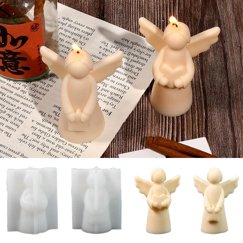 

Силиконовая форма для свечи в форме сердца, сделай сам, милая статуя ангела, ароматерапия, настольный орнамент, формы из гипсовой смолы, украшение для дома, литье