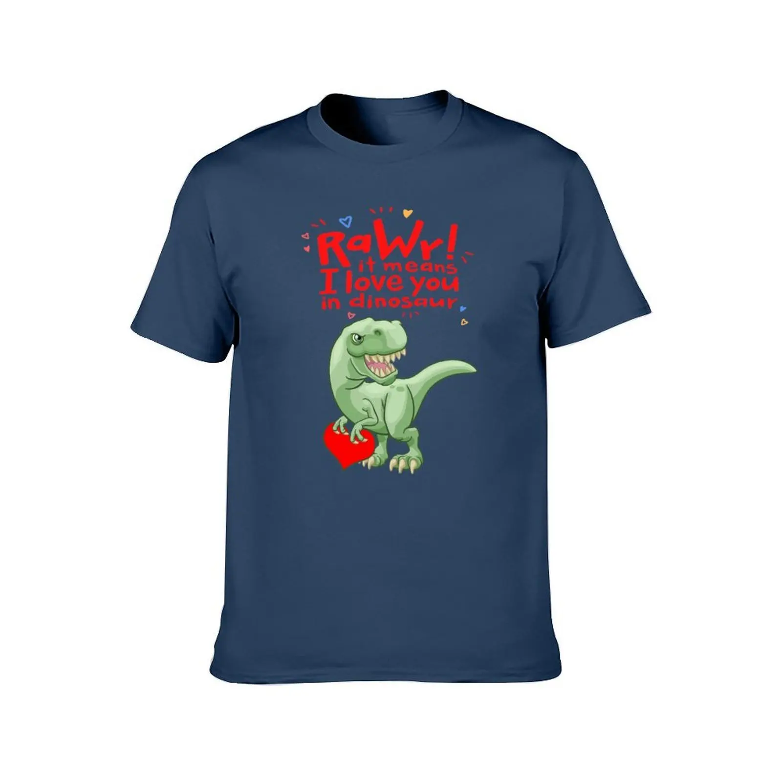 Rawr يعني أنا أحبك في ديناصور عيد الحب تي شيرت رجالي جرافيك تي شيرت تي شيرت للرجل القطن الناعم تي شيرت