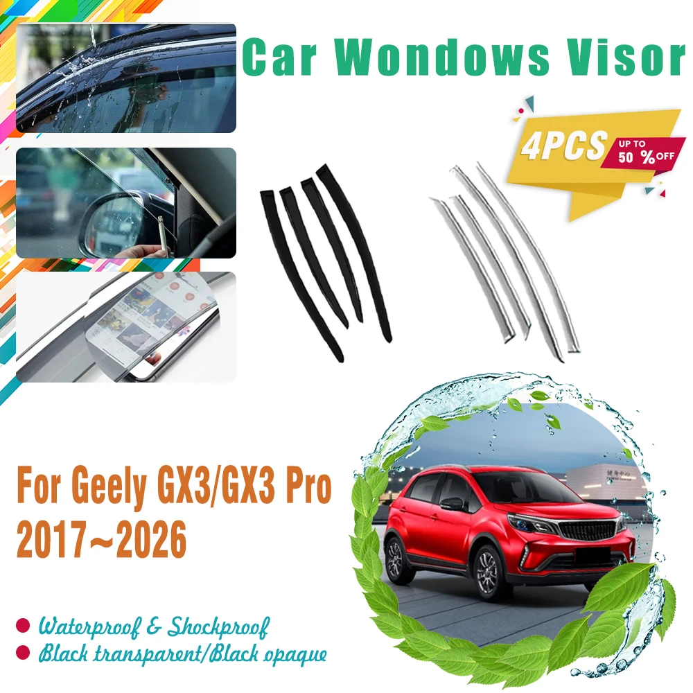 

For Geely GX3 Pro Yuanjing V3 Livan X3 Pro 2017~2026 Car Windshields Rain Window Visor Rain Guard Awning Trim Covers Accessories