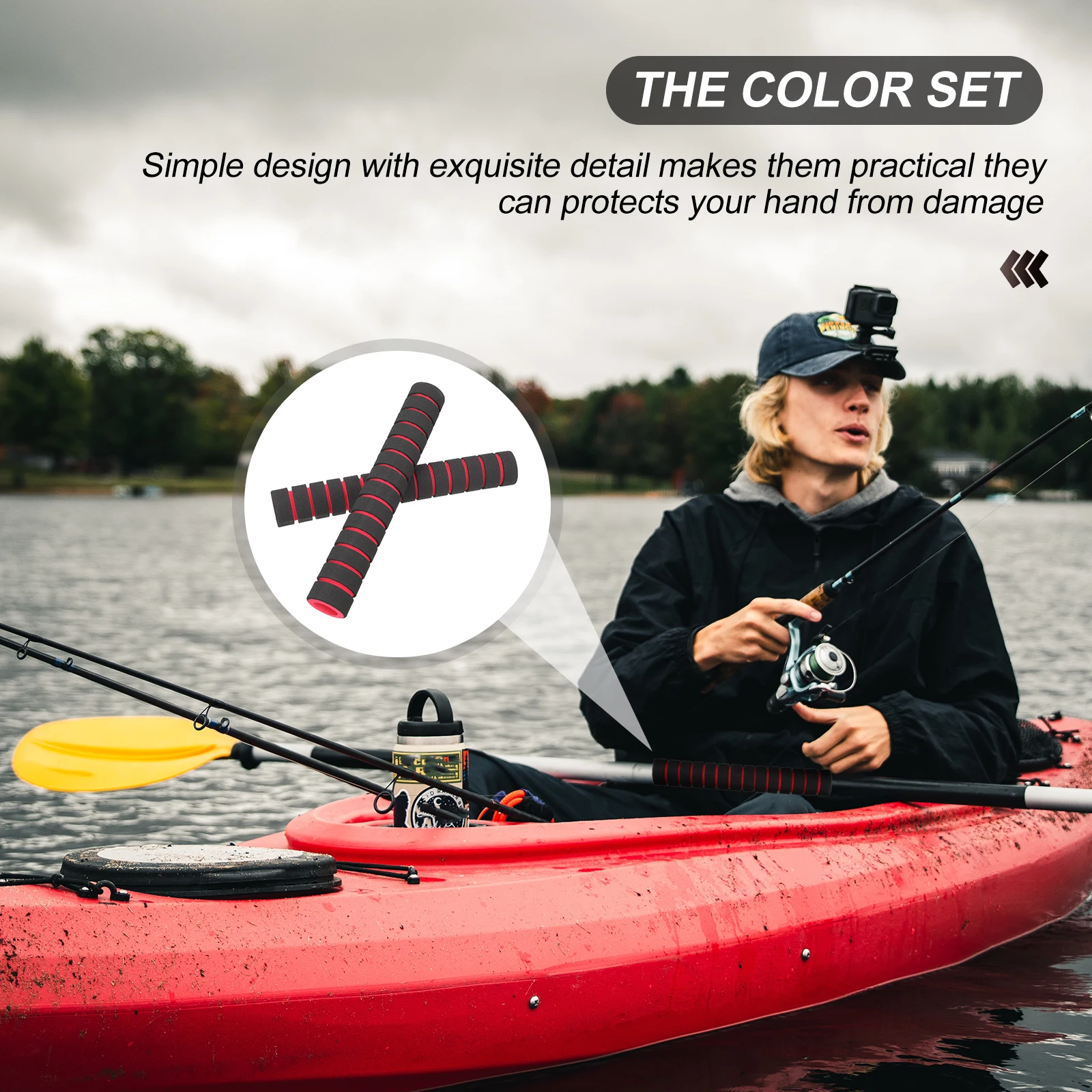 

Kayak Paddle Grips 22CM Non Slip Sponge Covers Colorful Handle Protectors Boat Oars Shaft Paddle Rod Protective Case Accessories