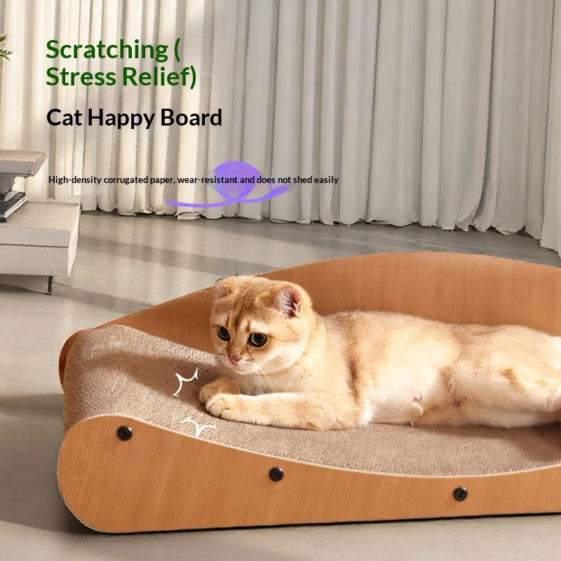Cama y rascador tipo chaise longue de cartón para gatos interior - imagen 2