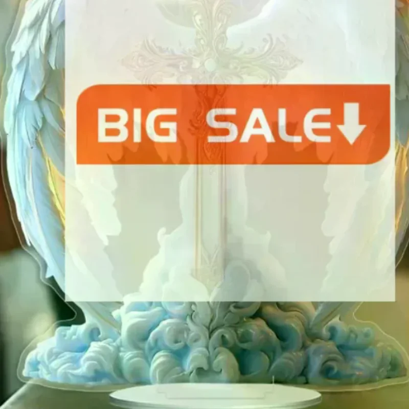 2D Acrylic Angel Wings Cross Ornament Vivid Design Non Slip Base For Home Religious Decor Gift Giving