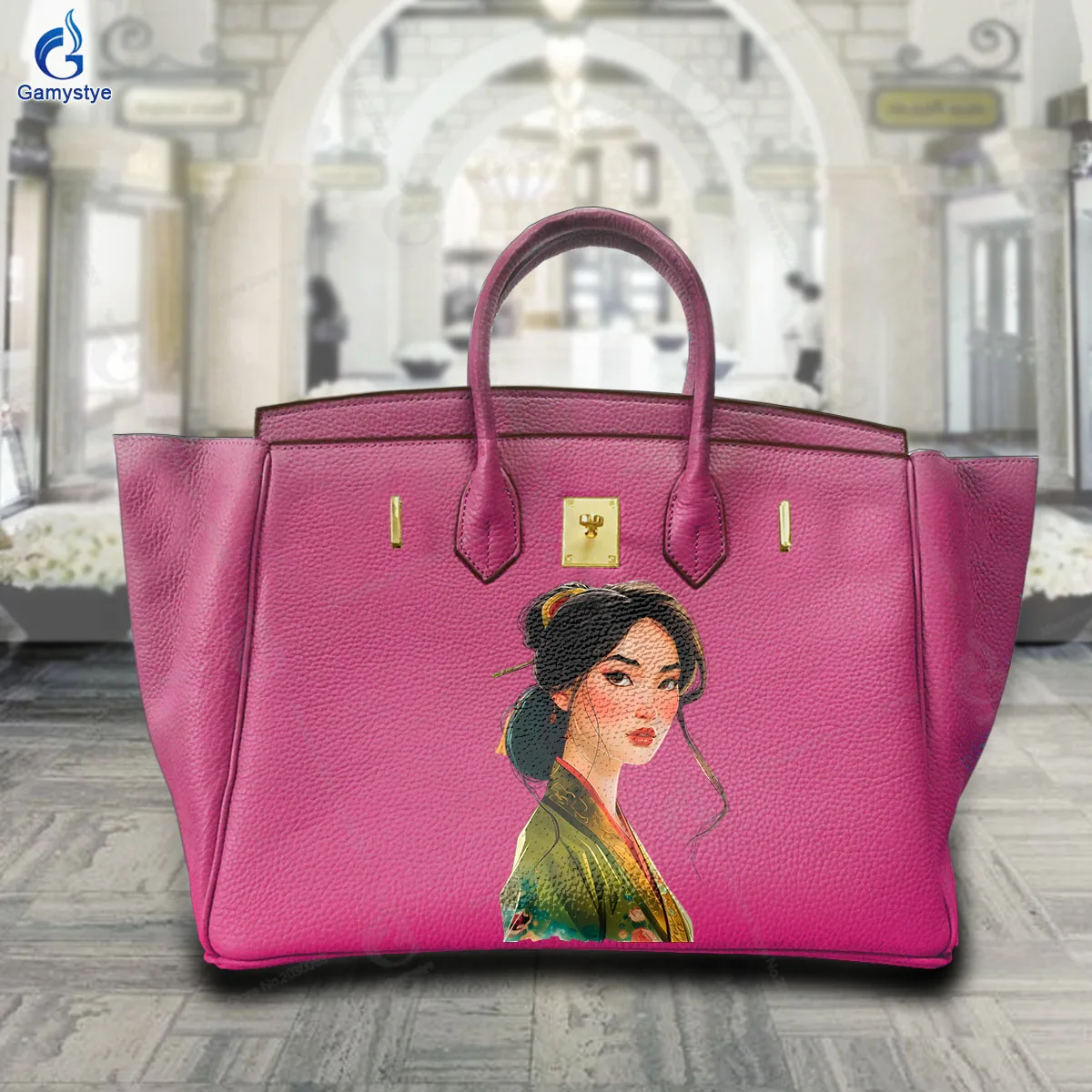 

Graffiti Artisc Printed Bags Ancient Style Women's Print 100% Really Cow Leather Lady Tote Bag Woman Sac A Mains Luxury Boston B