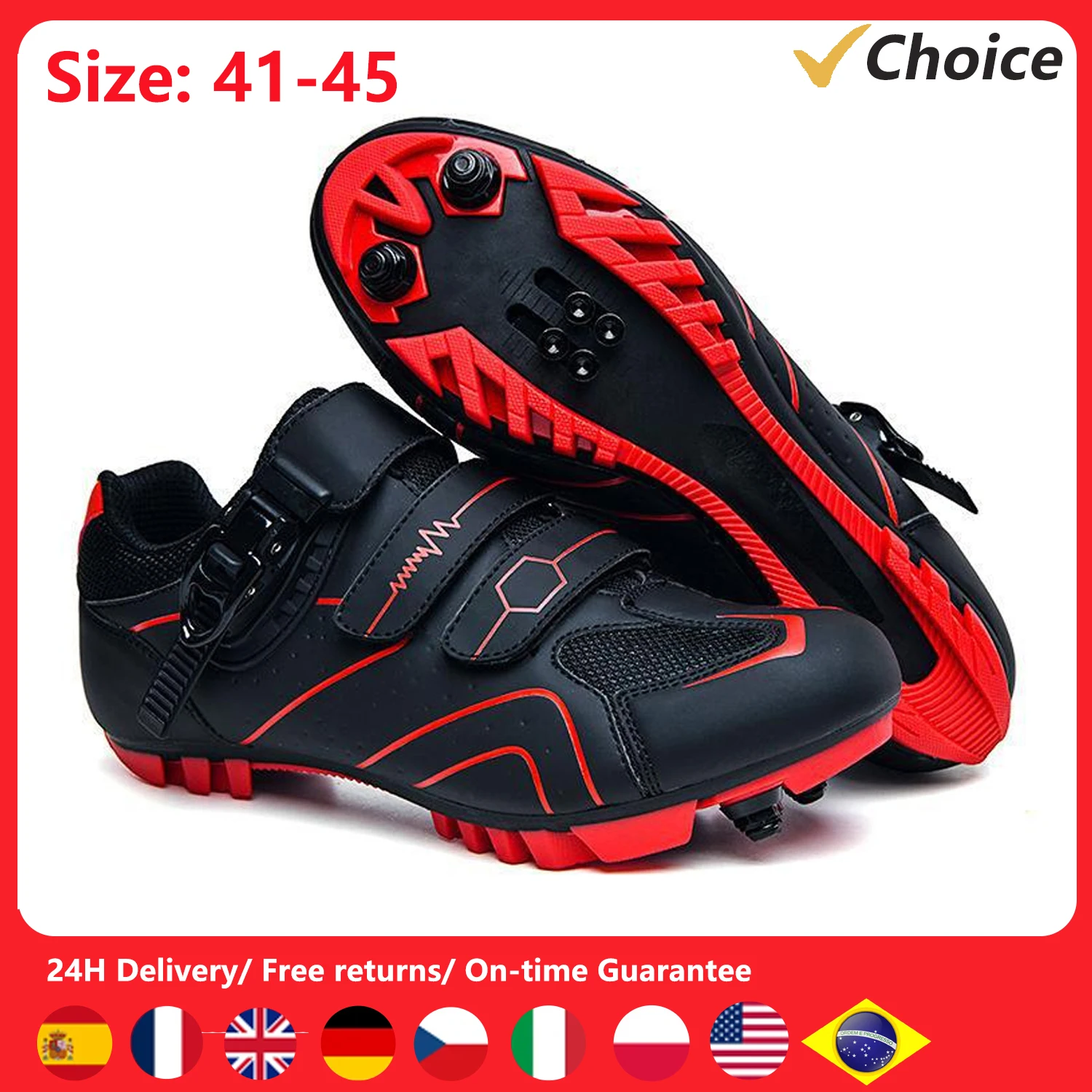 Cycle Shoes for Mens and Womens Spring Summer Mountain Bike Lock Cycle Shoes Road Bike Lock Shoes Hard-Soled Spin Bike Shoes