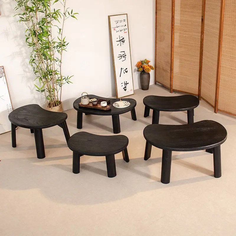 Solid wood balcony light luxury sitting table, wabi sassafras, low table