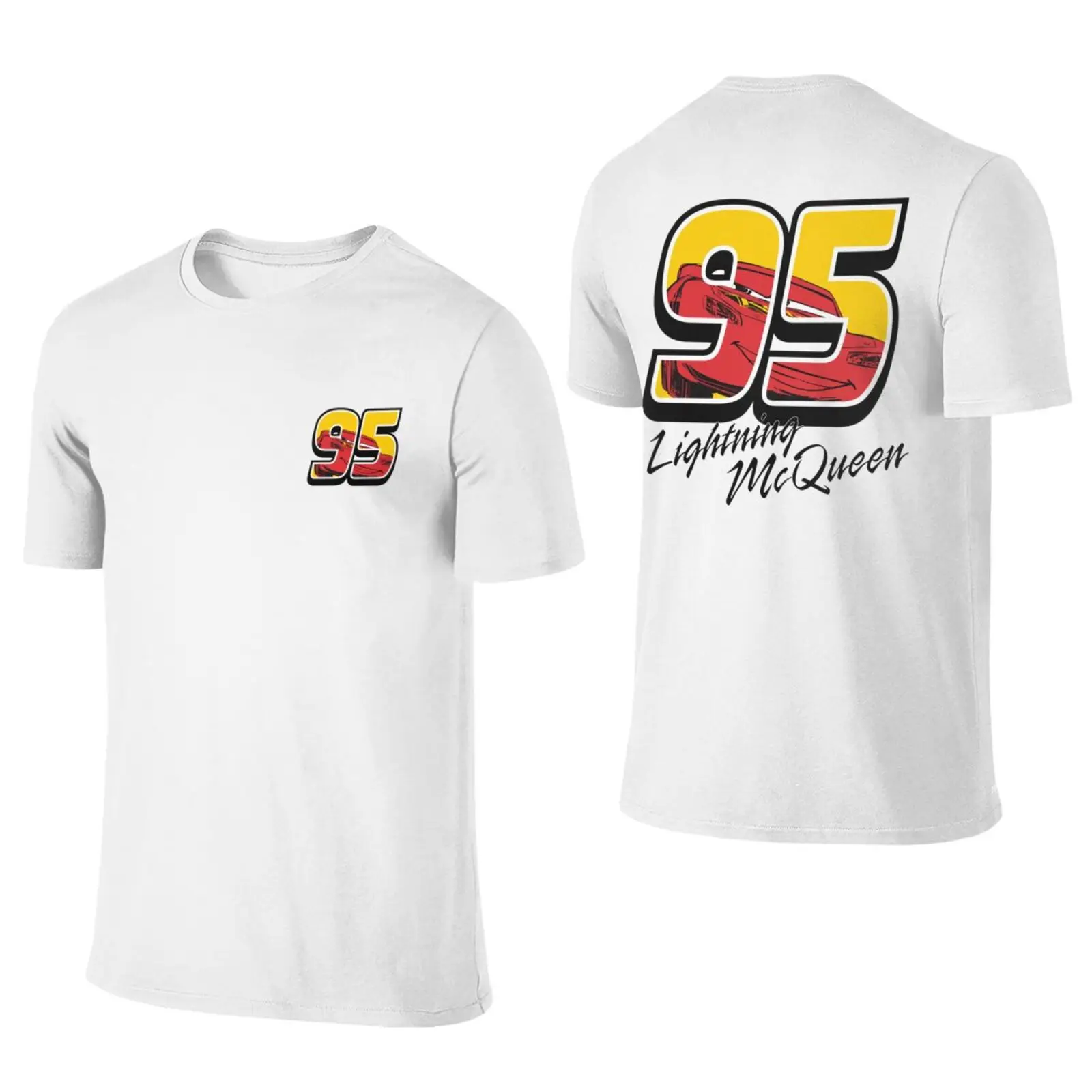 

Lightning McQueen Go 95 Men's Front Back Two Sides T Shirt Cars Tees Short Sleeve O Neck T-Shirt 100% Cotton Birthday Clothing