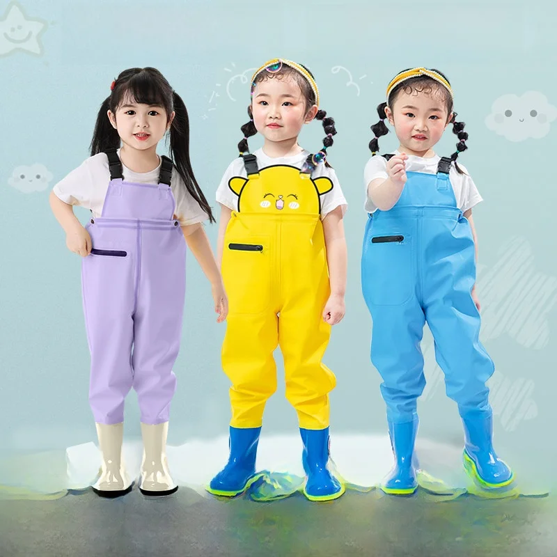 children's-waterproof-overalls-rain-boots-fishing-gear-play-water-beach-exploration-unisex-kids-clothing-school-garden