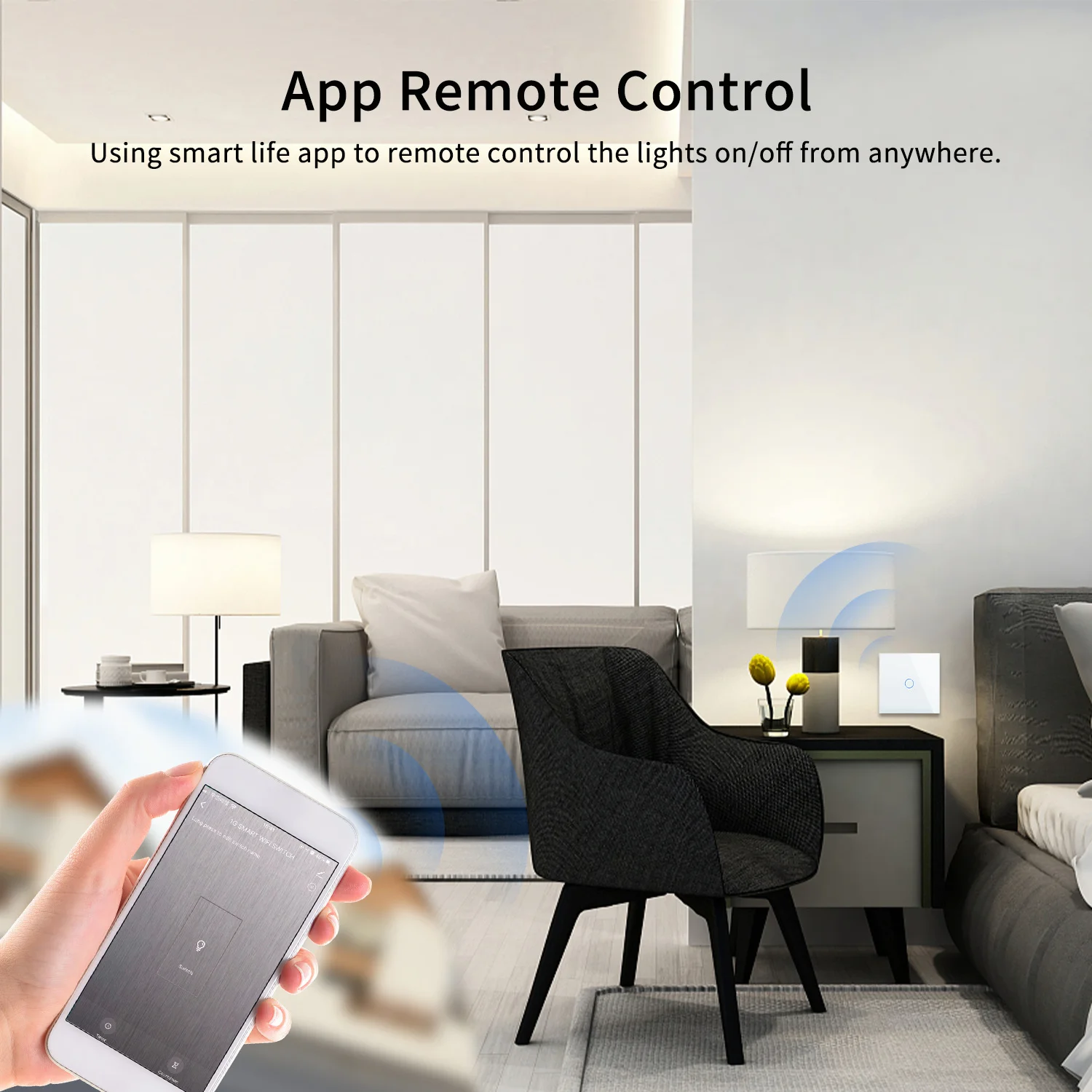 TouchMI Wifi Switches Smart Touch Switches 2way Stairs Wall Switches Tuya Smart Life Google Alexa App Control Glass Panel