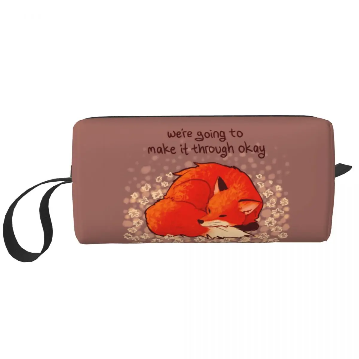 Travel Sleeping Flower Fox Toiletry Bag Cute Animal Cosmetic Makeup Organizer Women Beauty Storage Dopp Kit Case