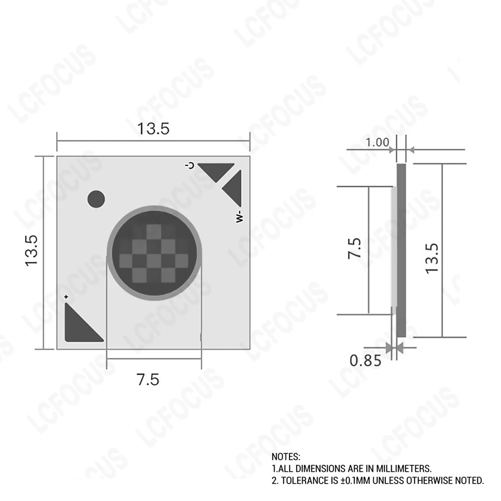 CRI Ra 90 LED 1313 1414 COB LED رقاقة 10W 12W ثنائي اللون 5+5W 6+6W أبيض دافئ أبيض بارد 2700K 6000K حبيبات مصباح مستديرة متفاوتة الأحجام مناسبة لمصابيح LED أضواء المسار الأضواء