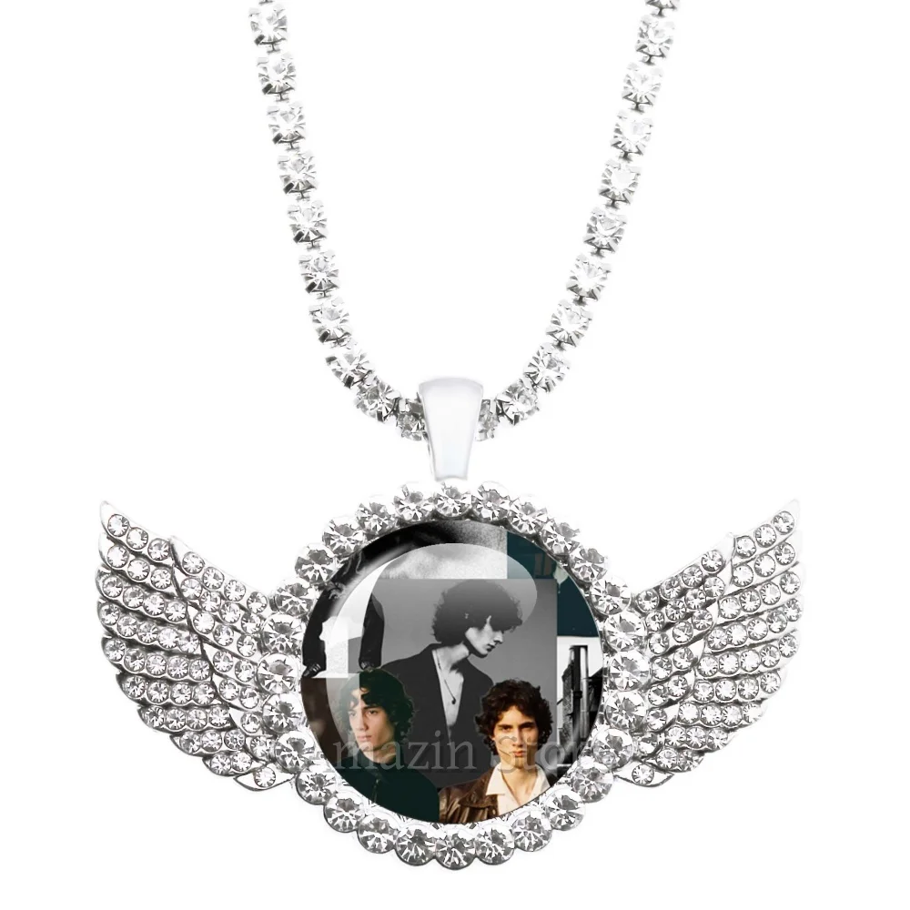 25mm Angle Wings Necklace Famous British Indie Rock Pop Singer Sombr for I Back To Friends Accessories Pendant Fans Gifts JD037