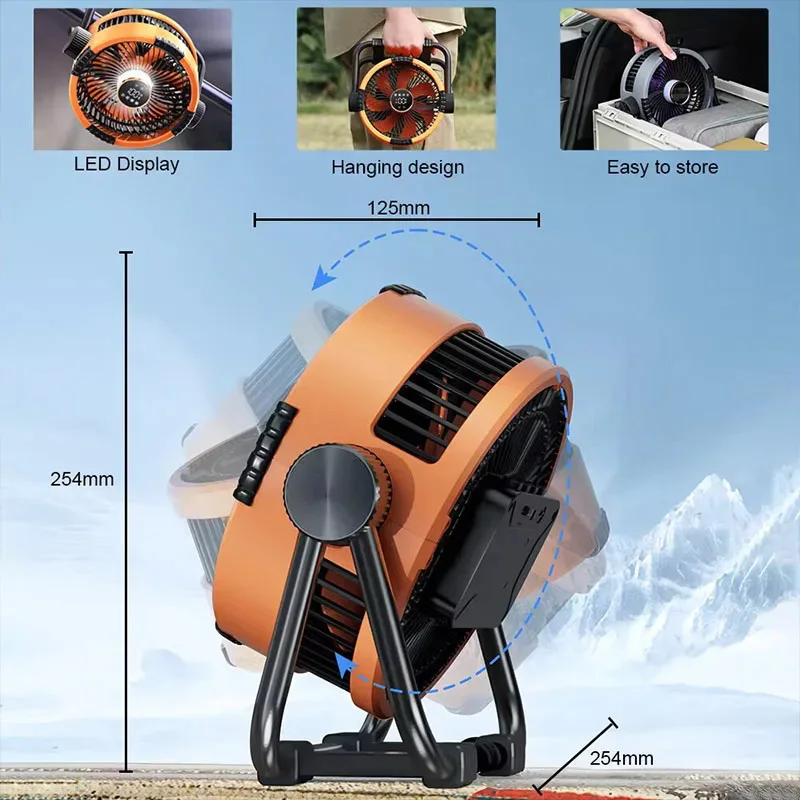 Control remoto inteligente con luz nocturna, ventilador recargable para acampar, 20000mah, Mini enfriador de aire, circulador, refrigeración, Banco