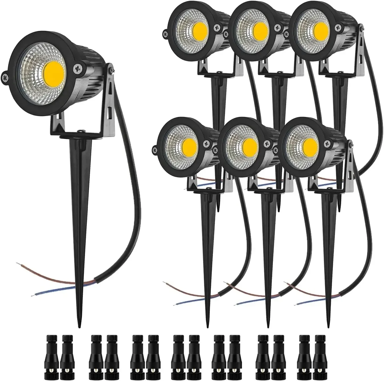 

6-16 упаковок, 5 Вт, низковольтные ландшафтные фонари, 12 В/24 В с разъемами, водонепроницаемые уличные прожекторы для деревьев, дорожки, газона, двора, деко