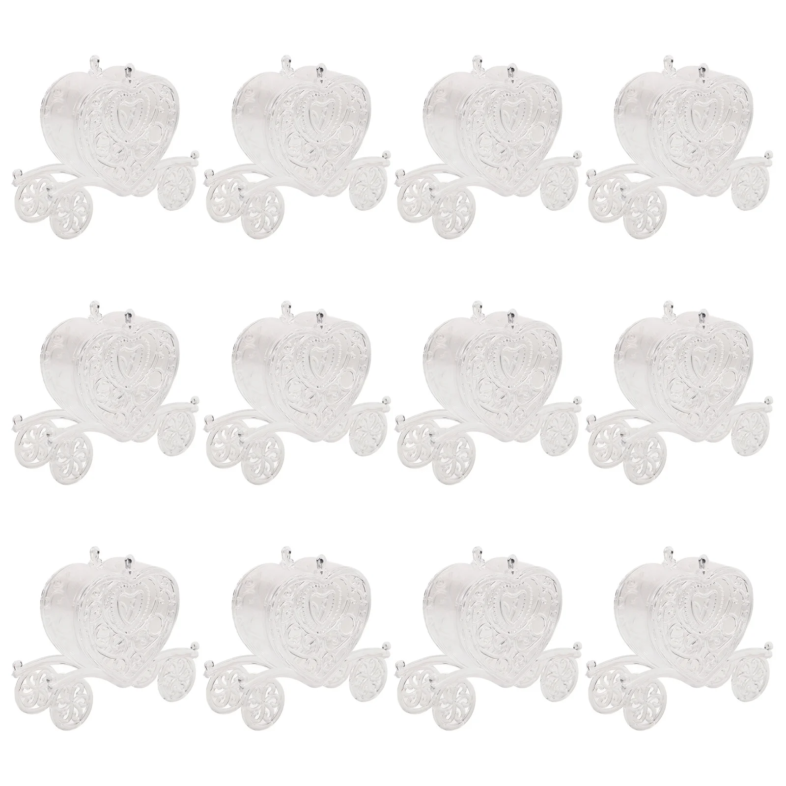 

12pcs Creative Acrylic Carriage C Elegant Heart Cart Decorative Bride Party Gift Container Halloween Wedding
