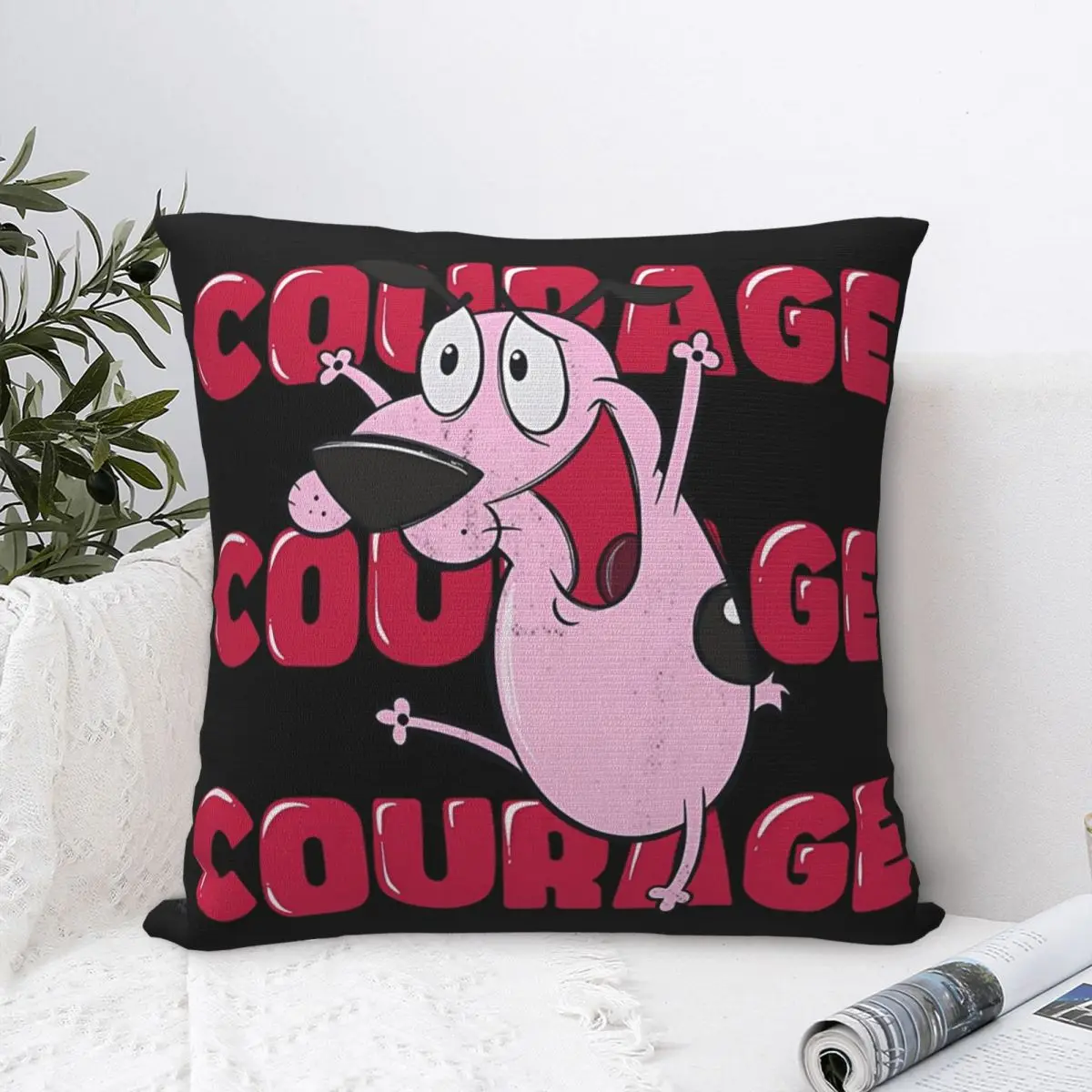 C-Courages Cowardly chien mignon taie d'oreiller imprimé Polyester housse de coussin décoration taie d'oreiller couverture maison fermeture éclair 40X40 cm