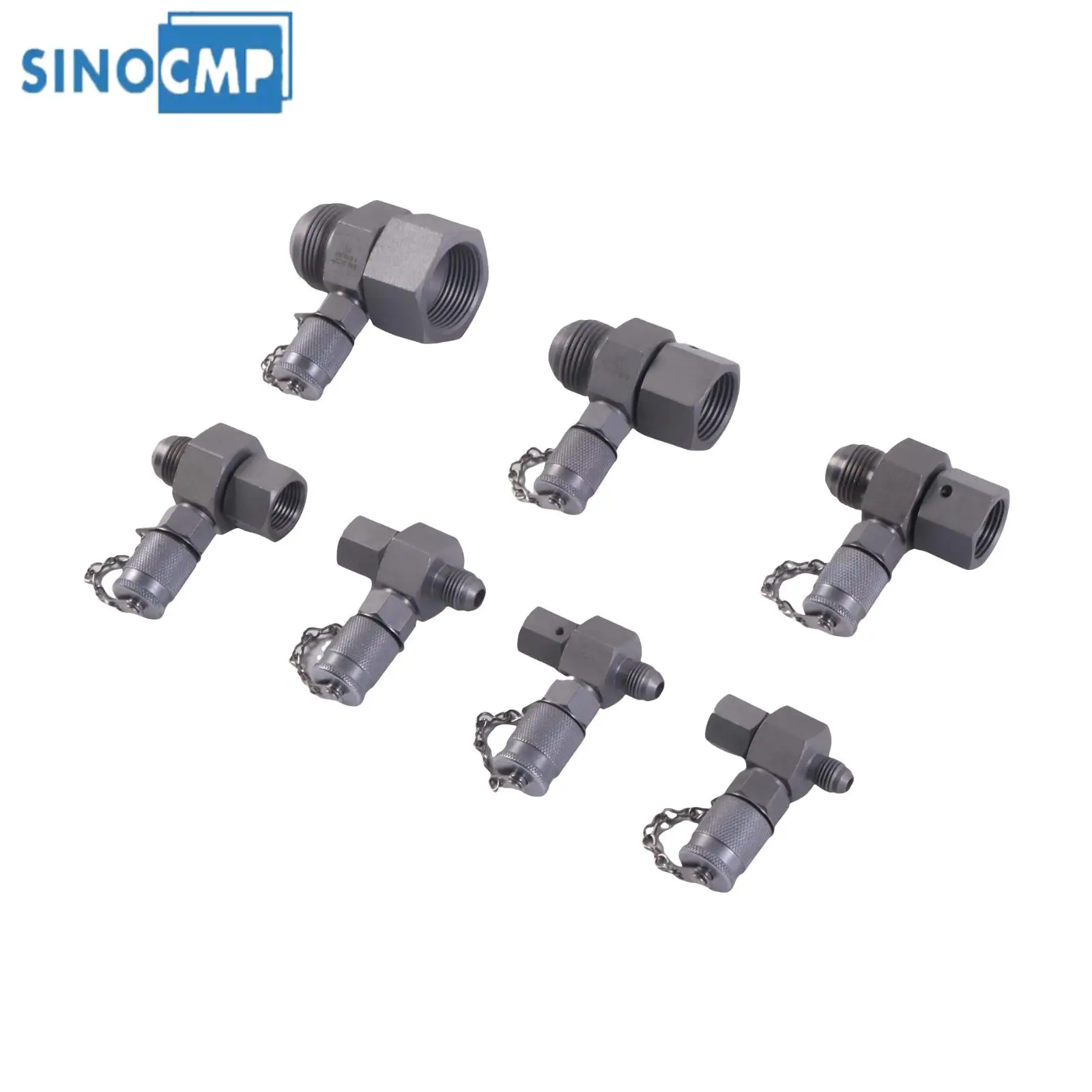 

7pcs Hydraulic Swivel Run Tees for Excavator UNF 1-5/16 1-1/16 7/8 3/4 9/16 1/2 7/16 JIC 37° Series Test Coupling Point Engine