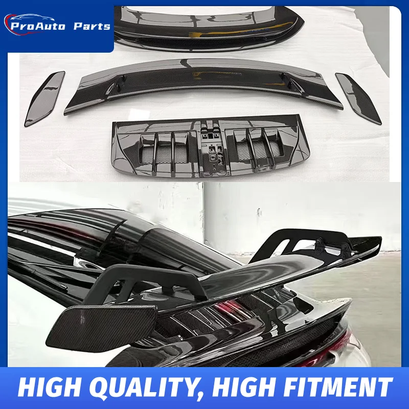 

For Porsche 911 992 GT3 RS Style Dry Carbon Fiber Rear Wing With LED Brake Light Forged Dry Carbon Rear Spoiler Wing Lip 1:1 OEM